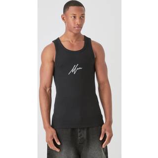 Mens Black Man Slim Waffle Printed Vest