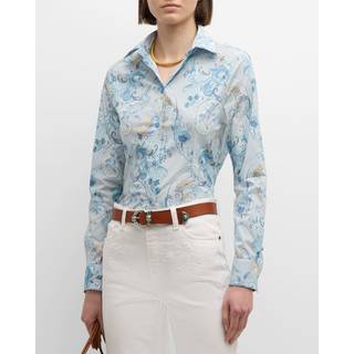 Etro Printed cotton-blend shirt - blue - S