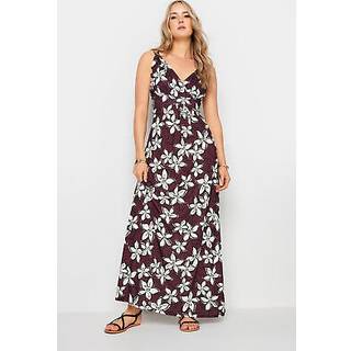 Lts Tall Burgundy Red Floral Print Maxi Dress 16 Lts | Tall Women's Maxi Dresses