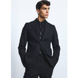 Mens Black Mix & Match Linen Blend Slim Fit Blazer