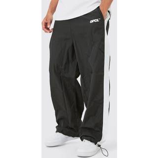 Mens Black OFCL Side Panel Parachute trousers