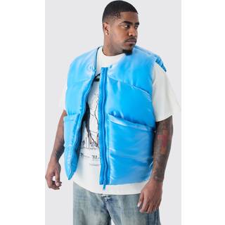 Mens Blue Plus Liquid Metallic Nylon Padded Gilet