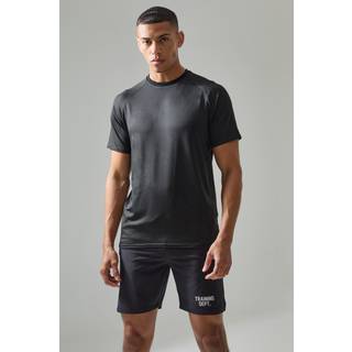 Mens Black Man Active Lightweight Essentials Gym Raglan T-shirt