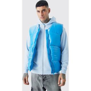 Mens Blue Tall Liquid Metallic Nylon Padded Gilet