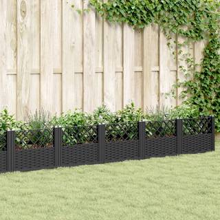 plantekasse med spyd 363,5x43,5x43,5 cm PP sort