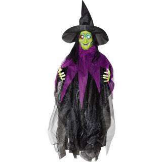 Halloween Hexe mit Leuchtaugen & Sound 87 cm