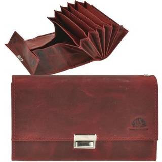 Kellnerbörse Leder 17x9cm mit 6 Scheinfächern antik rot 1786A-26