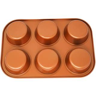 Varemærkeinnovationer kobberfarvet køkkengrej rundt minikage bagepande til 6 kager
