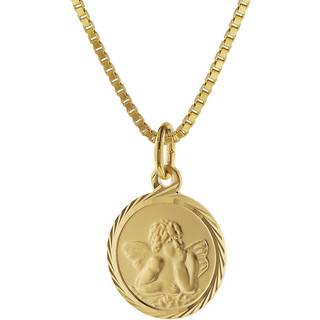 trendor 75214 Kinder Schutzengel Anhänger Gold 585 mit goldplattierter Kette