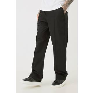 Mens Black Tall Elasticated Lightweight Technical Stretch Relaxed Fit Pintuck Trousers