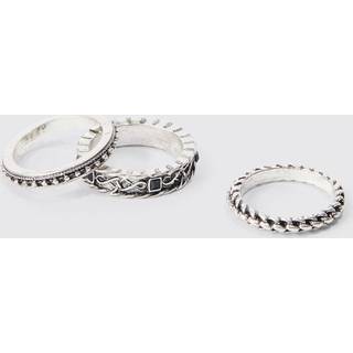 Mens 3 Pack Stacked Rings In Silver