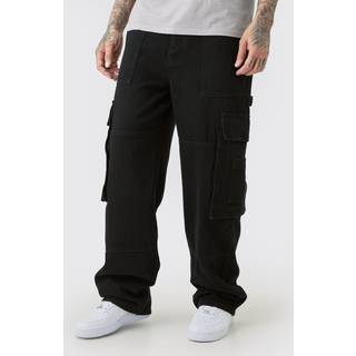 Mens Black Tall Baggy Fit Cargo Jeans