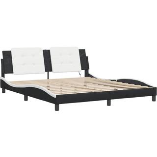 Sengeramme Med Led-Lys Kunstlæder - Sort og hvid / 180 x 200 cm