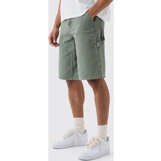Mens Khaki Regular Carpenter Overdyed Denim Jorts