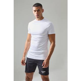 Mens White Man Active Lightweight Essentials Gym Muscle Fit Raglan T-shirt