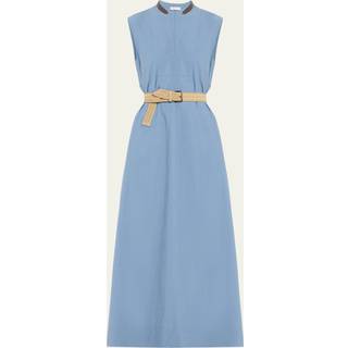 Brunello Cucinelli Embellished cotton poplin maxi dress - blue - XS