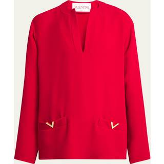Valentino VGold Cady Couture silk top - red - XS