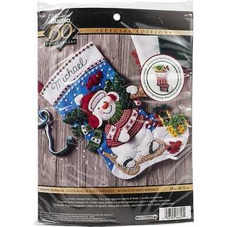 Bucilla Nordic Snowman Stocking Kit 18 """" Felt Stocking Kit Blue White Red