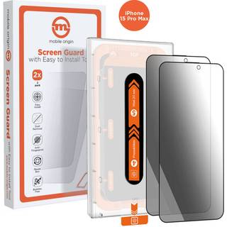 iPhone 15 Pro Mobile Origin Skærmbeskyttelse m. Privacy Funktion - Case Friendly - 2 stk. - Sort Kant