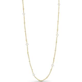 Perle Halskæde, Gold Plated White, 42 cm