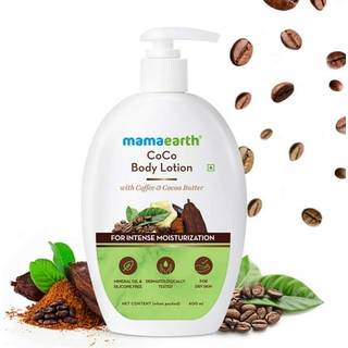 MamaeARTH Coco Body Lotion til dyb fugtighedsgrad | Reducerer t?rhed og giver langvarig hydrering | Med kaffe og kakaosm?r til t?r hud | 13,53 fl