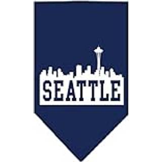 Seattle Skyline Screen Print Bandana Navy Blue Small