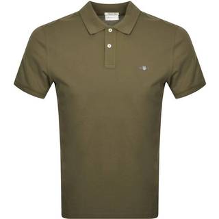 Gant Reg shield pique polo - Olivengrøn - Str. L - Modish.dk