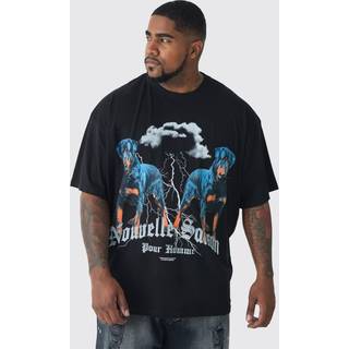 Mens Black Plus Oversized Rottweiler Graphic T-shirt