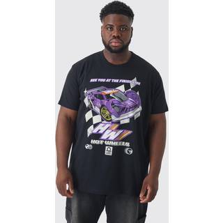 Mens Black Plus Hot Wheels License Print T-shirt