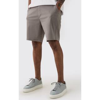 Mens Tall Fixed Waist Grey Slim Fit Chino Shorts