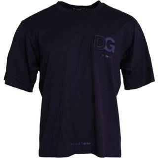 Dolce & Gabbana Navy Blue DG Logo Cotton Crew Neck T-shirt