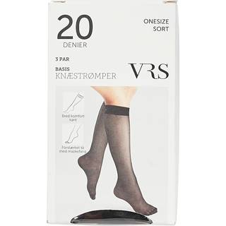 VRS 3-pak knæstrømper crepe str. onesize - sort (På lager i butik)