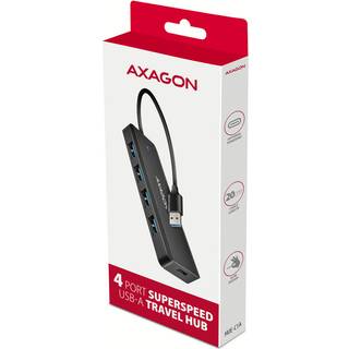 Axagon HUE-C1A interface hub USB 3.2 Gen 1 (3.1 Gen 1) Type-A 5000 Mbit/s Sort