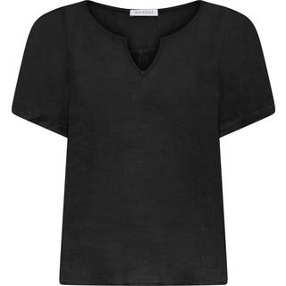 IN FRONT Lino Bluse, Farve: Black, Størrelse: S, Dame