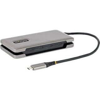 StarTech.com 4-Port USB-C Hub 4x USB-C Ports USB 3.1 10Gbps Portable USB C Hub with 100W Power Delivery Pass-Through Portable USB Type C Hub w/ 9.8in (25cm) Wrap-Around Cable USB hub - 4 ports - Grå