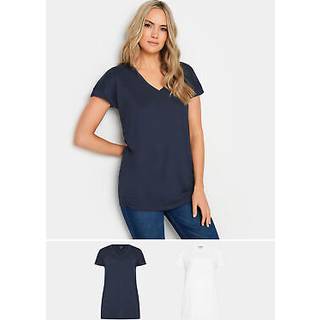 Lts 2 Pack Tall Navy Blue & White Short Sleeve Tshirts 16 Lts | Tall Women's T-Shirts