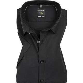 OLYMP Herren Kurzarmhemd schwarz Slim Fit