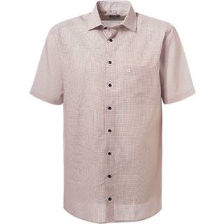 OLYMP Herren Kurzarmhemd orange gemustert