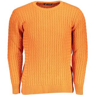 U.S. Grand Polo Elegant Twisted Crew Neck Orange Sweater