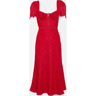 Self-Portrait Lace crÃªpe midi dress - red - XXS