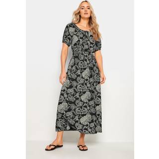 Lts Tall Black Paisley Print Bardot Midaxi Dress 20 Lts | Tall Women's Maxi Dresses