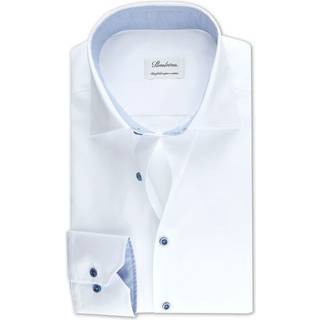 Stenströms Hvid Skjorte i twill med kontrastfarve | Herre |Herreskjorter | Slimline | Størrelse: 44 | Hvid | Solid | Lange Ærmer