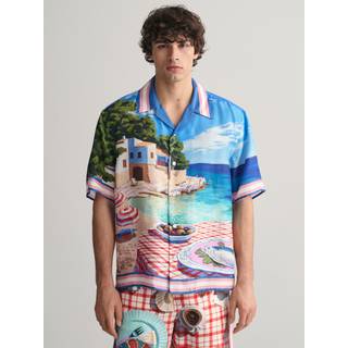 Sea Print Skjorte, Rich Blue, XXL