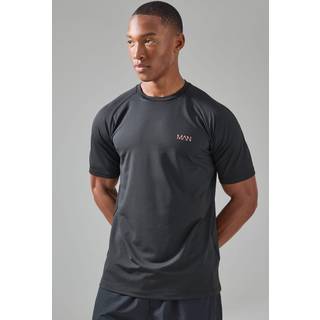 Mens Black Man Active Gym Raglan Neon Logo Reg Fit T-shirt