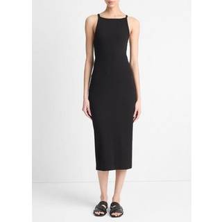 Vince Cotton-blend midi dress - black - XXS