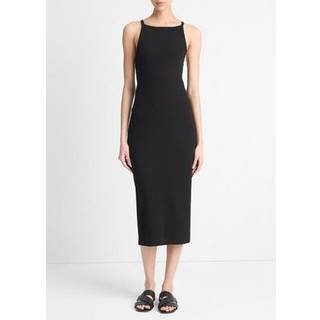 Vince Cotton-blend midi dress - black - XL