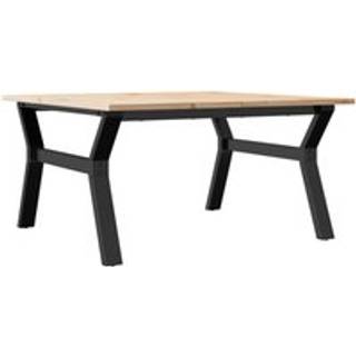 Sofabord O-stel Massivt Fyrretræ Og Stål - 90 x 90 x 45 cm / Y-form / Y-stel