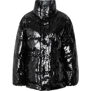 MK Sequined Ciré Quilted Puffer Jacket - Black - Michael Kors