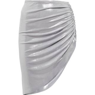 Norma Kamali Asymmetric ruched lamÃ© miniskirt - silver - S