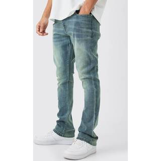 Mens Skinny Stretch Flare Jean In Antique Blue